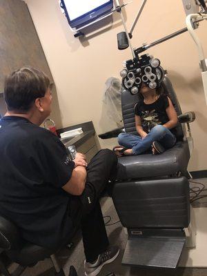 My daughter getting her eyes examined for first time!