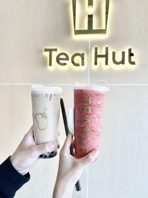 Black Milk Tea with Boba and Strawberry Energy