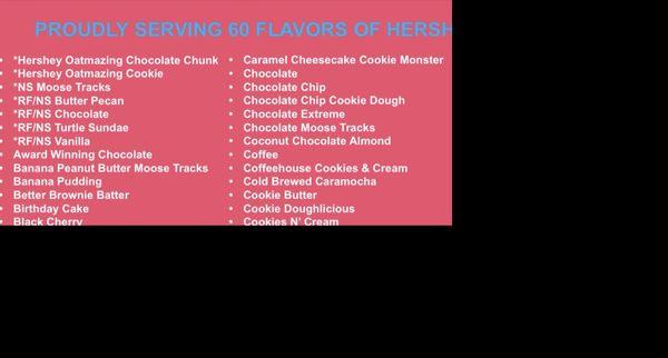 This is a list of our current flavors. Note, these are subject to change without notice.