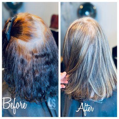 First session in transitioning to a blended  silver/Brunette