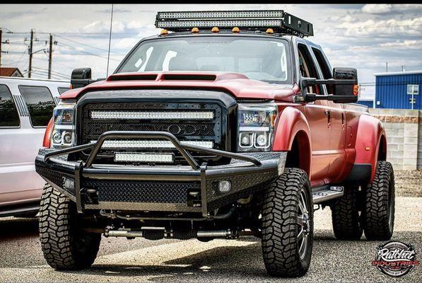 CUSTOMIZED F350 FULL COLOR CHANGE VAMPIRE RED WRAP WITH LOTS OF OTHER UPGRADES JUST LOOK