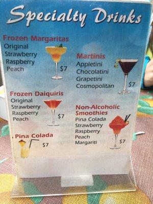 Specialty Drink Menu