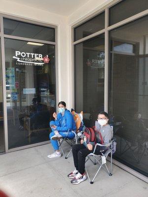 We always make it a family trip to see Dr.Potter social distancing outside with my kiddos.