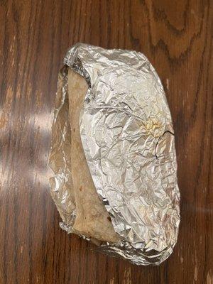 How our first burrito was wrapped and placed in the bag