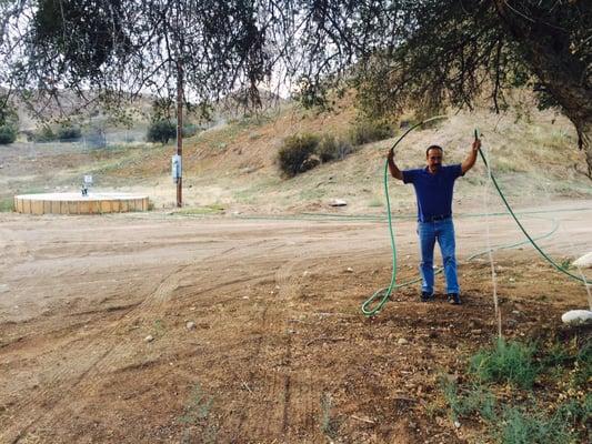 Electrical power pole installed by Bernie. My father is now a happy man. :)