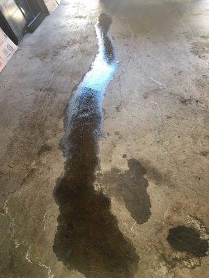 Oil in my garage after getting oil changed at Service Street.