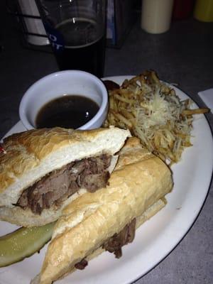 French Dip sammich, garlic fries, Snow Cap Ale...das a good lunch right there!!