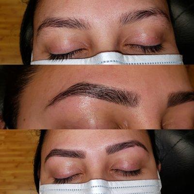 Eyebrow threading with tint.