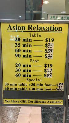 Asian Relaxation Massage Service & Price