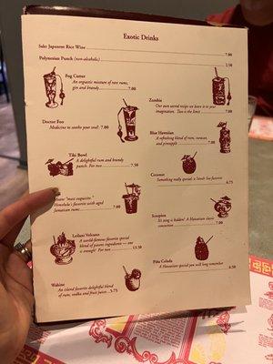 Drink menu! Restaurant is Connected to a bar