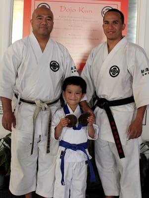 Shihan Kai Leung with Aidan Lok 2011 USA NKF National Champion and Sensei Edward Nieto