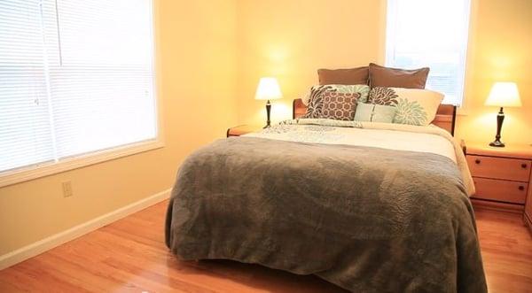 guest bedroom at The Hills at River View Townhouses