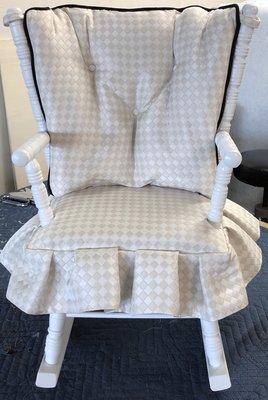 Antique child rocker with new cushions and welt