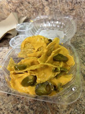 Nachos with extra jalapeños.