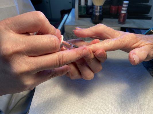 Mom Getting her nails  done