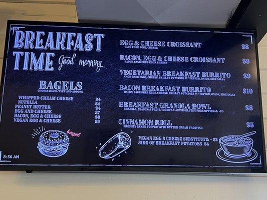 Breakfast menu