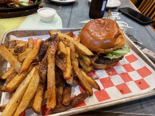 Burger and just a few fries.