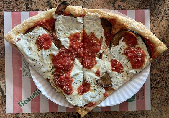 Amazing eggplant pizza. Perfect balance of ingredients