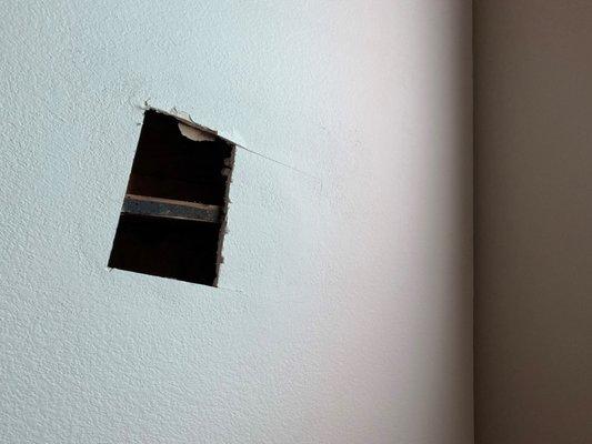 Hole in ceiling.