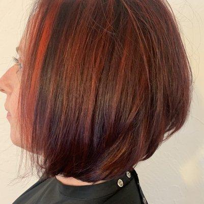 Short edgy red hairstyle