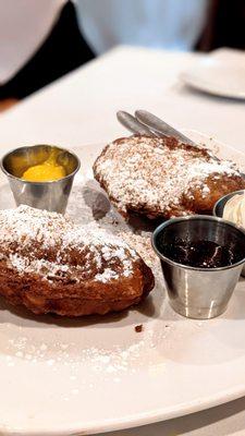 Beignets with Strawberry Jam and Lemon Curd