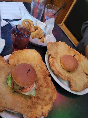 Tenderloin sandwiches and Onion Rings