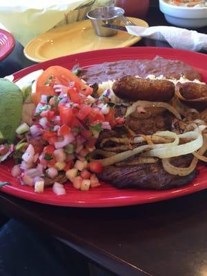 Carne asada has a killer marinade taste and chorizo must be salvadorean because it's better than Mexican chorizo!!