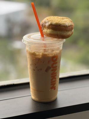 Butter pecan ice coffee and butter pecan doughnuts