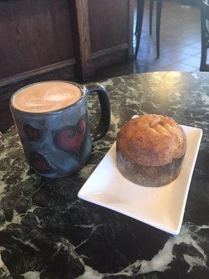 Deliciously frothy mocha with a fluffy apple spice muffin on the side. Yes please!