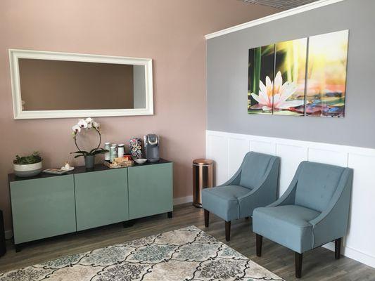 Relax in our beautiful waiting room