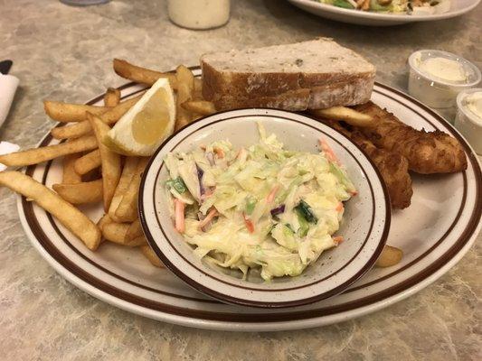 Fried cod dinner