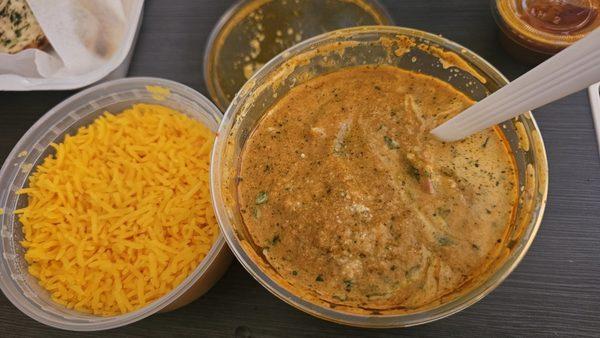 Yellow rice and butter chicken