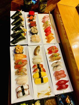 Various Sushi Nigiri and Hand Rolls