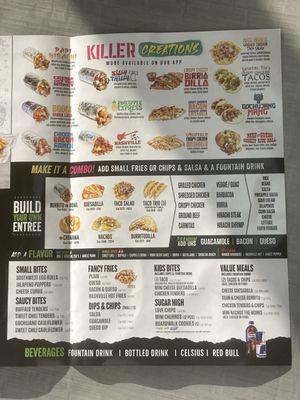 Menu with no prices