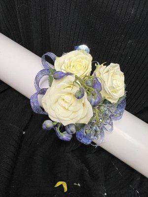 Blue wrist Corsage