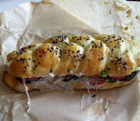 Challah Sabich sandwich