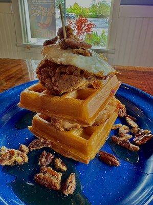 Chicken n' Pecan Waffle add a fried egg if you're feeling peckish