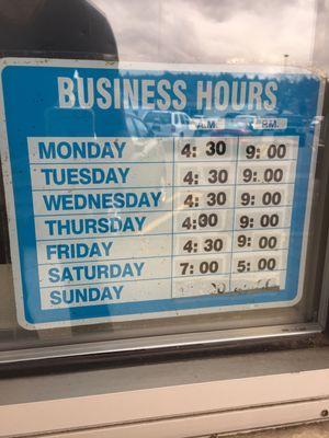 Hours (closed on Sunday when I visited Dec 2nd, 2018)