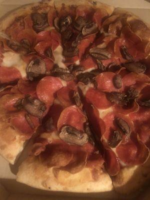 Pizza Hut medium pizza cheese extra pepperoni and mushrooms