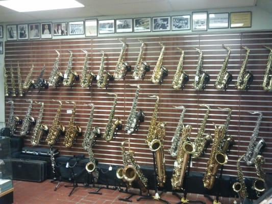 Soprano, Alto, and Baritone saxophones.