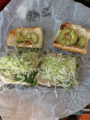 ATL large Sandwich showing avocado provided by Submarina