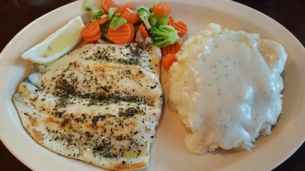 Trout with garlic mashed potatoes and sinfully good gravy