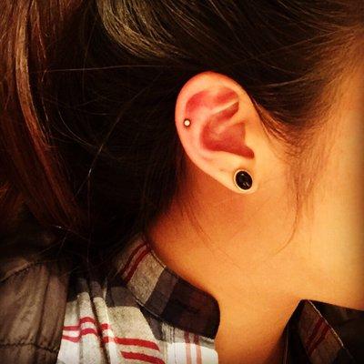 Cartilage (Helix) re-piercing - Jan '15