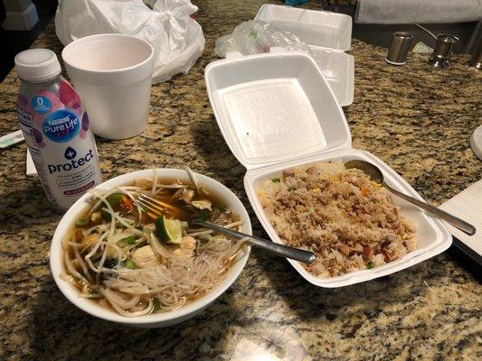 Chicken Pho and Pork Fried Rice