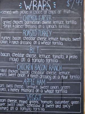 Wraps menu