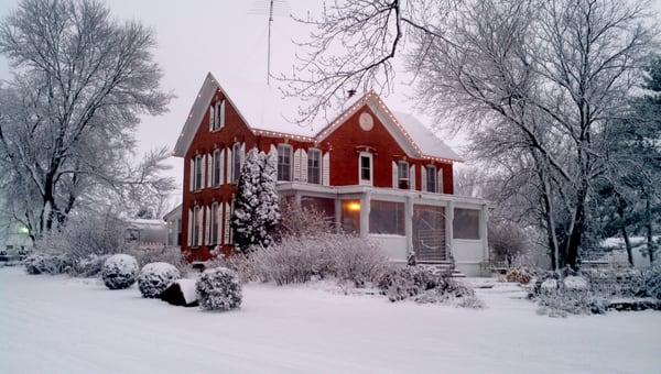 The Gift House covered in snow.