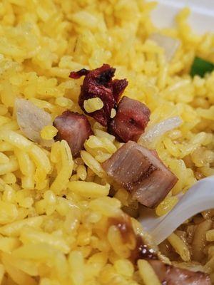 Close-up of my Pork Fried Rice that came with my Roast Pork with Broccoli.