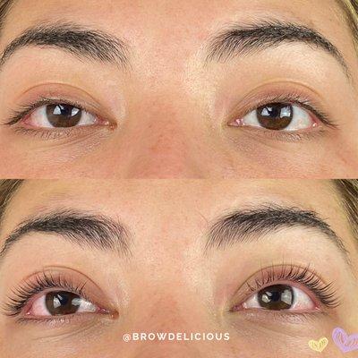 Beautiful before and after with Lash Lifting. Your own lashes are amazing!