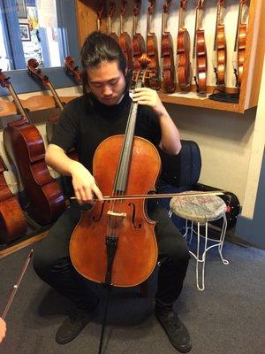 Picking up a beautiful cello for my son!