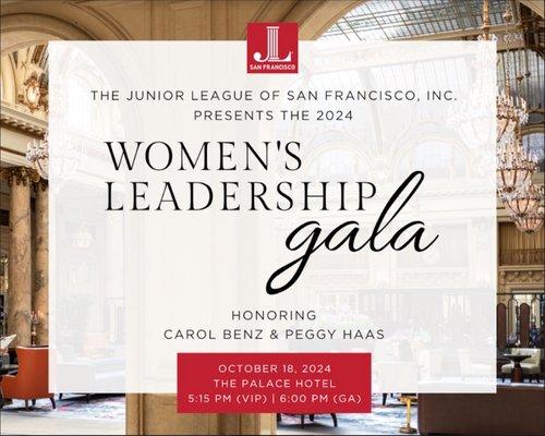 Women's Leadership Gala 2024 - tickets on sale on JLSF.org until Oct 14th. All welcome (no need to be a member to purchase tickets).